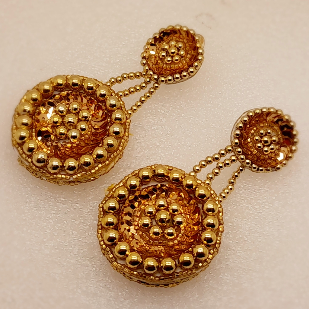 Handmade Gold Seed Beaded Sequins Clip On Double Dangle Fashion Party Earrings 21$
